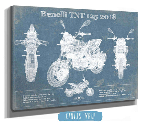 14" x 11" / Stretched Canvas Wrap Cutler West Benelli TNT 125 2018 Motorcycle Patent Print
