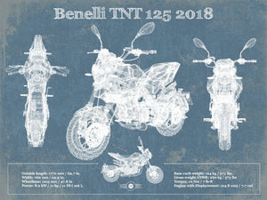 14" x 11" / Unframed Cutler West Benelli TNT 125 2018 Motorcycle Patent Print