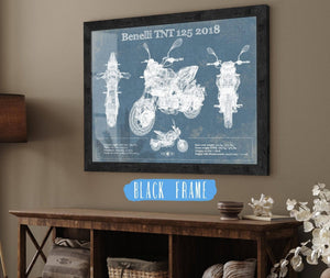 20" x 16" / Black Frame Cutler West Benelli TNT 125 2018 Motorcycle Patent Print