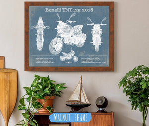 20" x 16" / Walnut Frame Cutler West Benelli TNT 125 2018 Motorcycle Patent Print