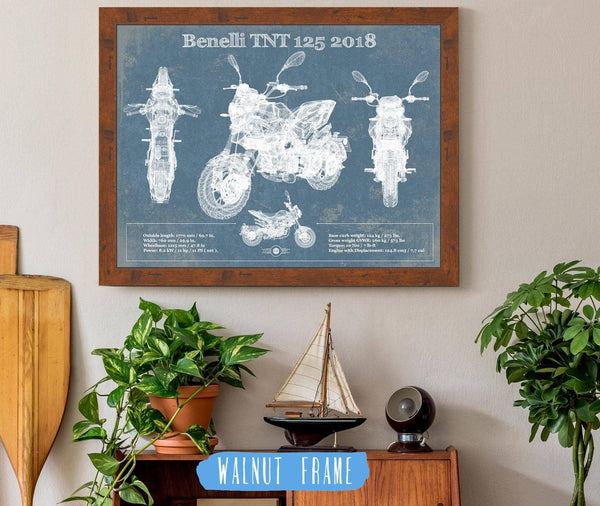 20" x 16" / Walnut Frame Cutler West Benelli TNT 125 2018 Motorcycle Patent Print