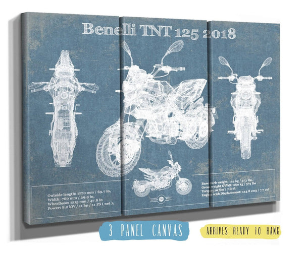 36" x 24" / 3 Panel Canvas Wrap Cutler West Benelli TNT 125 2018 Motorcycle Patent Print