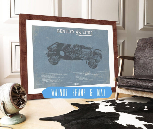 20" x 16" / Walnut Frame & Mat Cutler West Bentley 4½ Litre Vintage Car Print