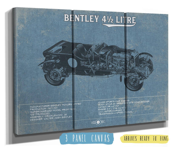 36" x 24" / 3 Panel Canvas Wrap Cutler West Bentley 4½ Litre Vintage Car Print