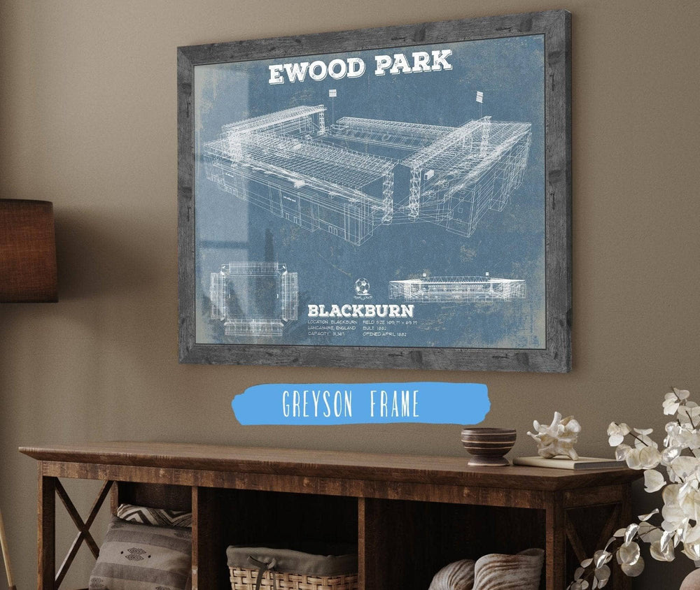 14" x 11" / Stretched Canvas Wrap Cutler West Blackburn Rovers FC Vintage Ewood Park Soccer Print