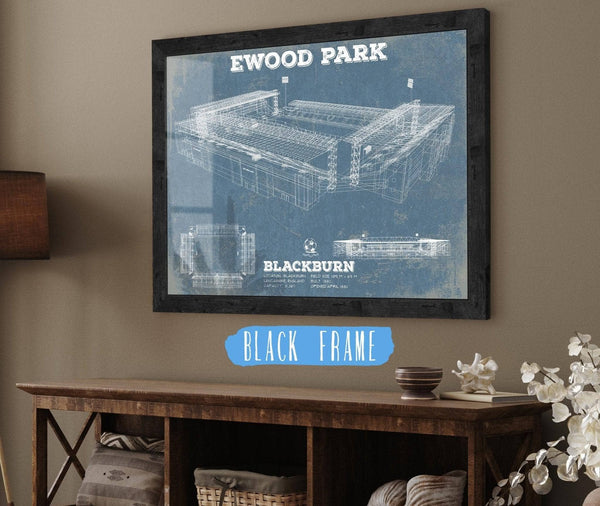 20" x 16" / Black Frame Cutler West Blackburn Rovers FC Vintage Ewood Park Soccer Print