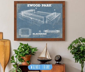 20" x 16" / Walnut Frame Cutler West Blackburn Rovers FC Vintage Ewood Park Soccer Print