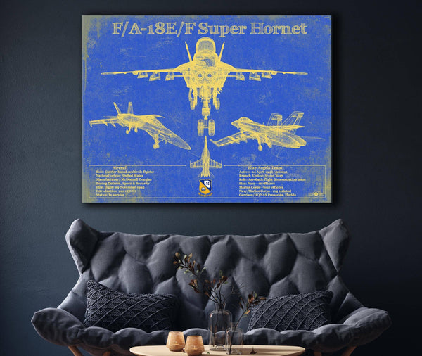 Cutler West Blue Angels F/A-18F Super Hornet Patent Blueprint Original Military Wall Art