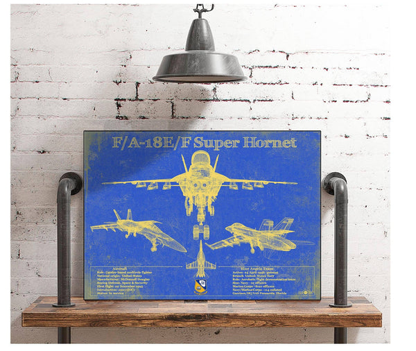 Cutler West Blue Angels F/A-18F Super Hornet Patent Blueprint Original Military Wall Art