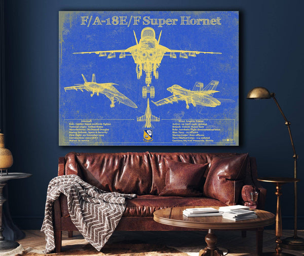 Cutler West Blue Angels F/A-18F Super Hornet Patent Blueprint Original Military Wall Art