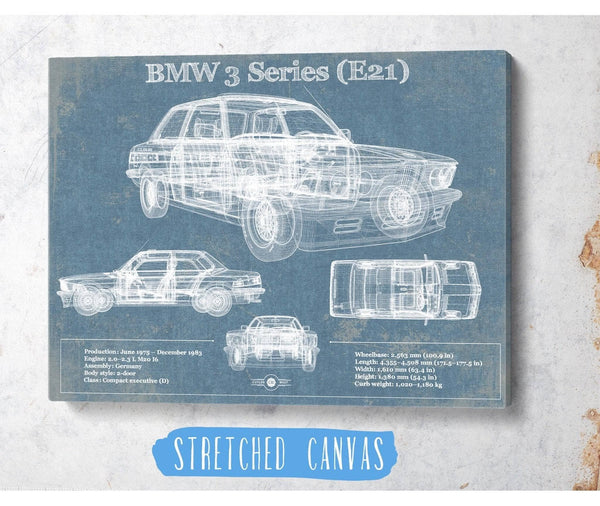 Cutler West BMW 3 Series E21 Vintage Blueprint Auto Print
