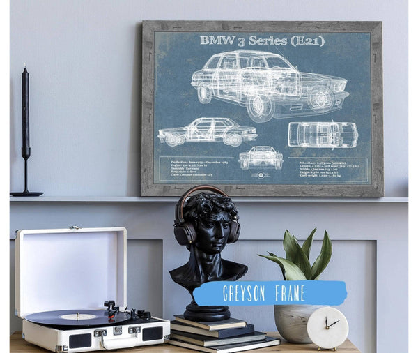Cutler West BMW 3 Series E21 Vintage Blueprint Auto Print