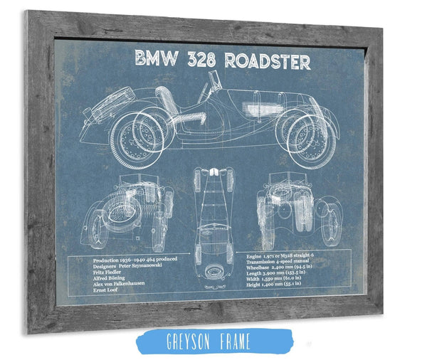 14" x 11" / Greyson Frame Cutler West BMW 328 Roadster Blueprint Vintage Auto Print