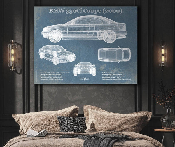 Cutler West BMW 330Ci Coupe 2000 Blueprint Vintage Auto Print