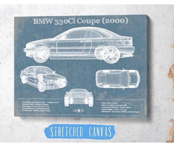 Cutler West BMW 330Ci Coupe 2000 Blueprint Vintage Auto Print
