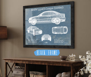 20" x 16" / Black Frame Cutler West BMW 330Ci Coupe 2000 Blueprint Vintage Auto Print