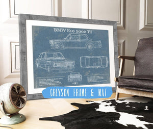 14" x 11" / Greyson Frame & Mat Cutler West BMW E10 2002 Tii Blueprint Vintage Auto Print