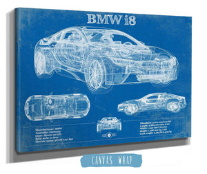 Cutler West BMW I8 Vintage Blueprint Auto Print