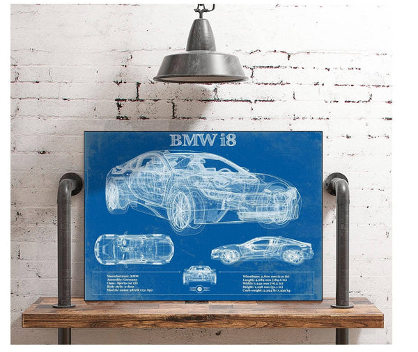 Cutler West BMW I8 Vintage Blueprint Auto Print