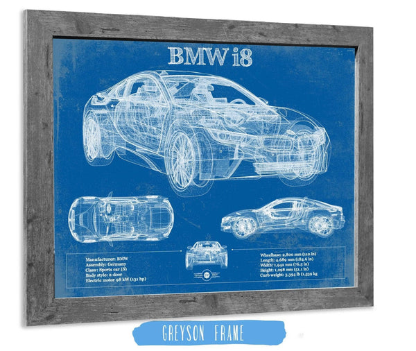 14" x 11" / Greyson Frame Cutler West BMW I8 Vintage Blueprint Auto Print