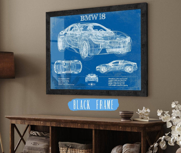 20" x 16" / Black Frame Cutler West BMW I8 Vintage Blueprint Auto Print