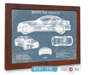 20" x 16" / Walnut Frame Cutler West BMW M2 2017 Blueprint Vintage Auto Print