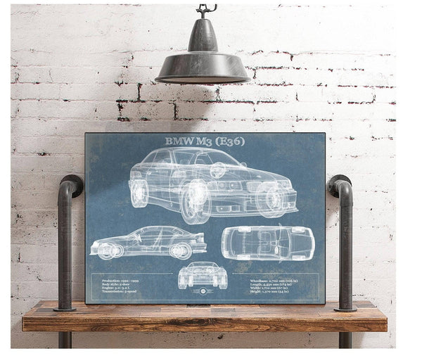 Cutler West BMW M3 (E36) Vintage Blueprint Auto Print