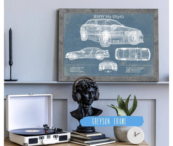 Cutler West BMW M3 (E36) Vintage Blueprint Auto Print