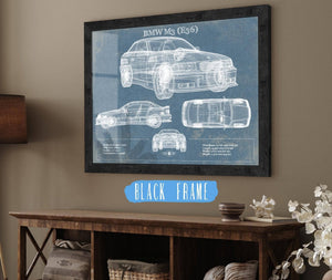 20" x 16" / Black Frame Cutler West BMW M3 (E36) Vintage Blueprint Auto Print