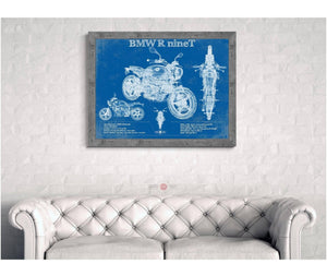 Cutler West BMW R nine T Blueprint Vintage Motorcycle Print