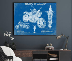 Cutler West BMW R nine T Blueprint Vintage Motorcycle Print