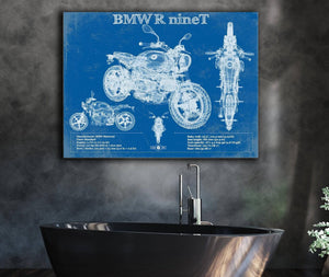 Cutler West BMW R nine T Blueprint Vintage Motorcycle Print