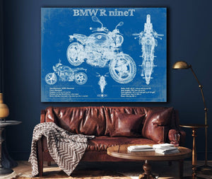 Cutler West BMW R nine T Blueprint Vintage Motorcycle Print