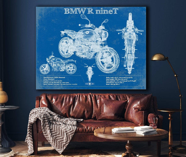 Cutler West BMW R nine T Blueprint Vintage Motorcycle Print