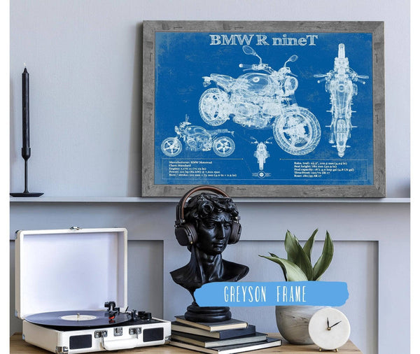 Cutler West BMW R nine T Blueprint Vintage Motorcycle Print