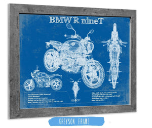 14" x 11" / Greyson Frame Cutler West BMW R nine T Blueprint Vintage Motorcycle Print