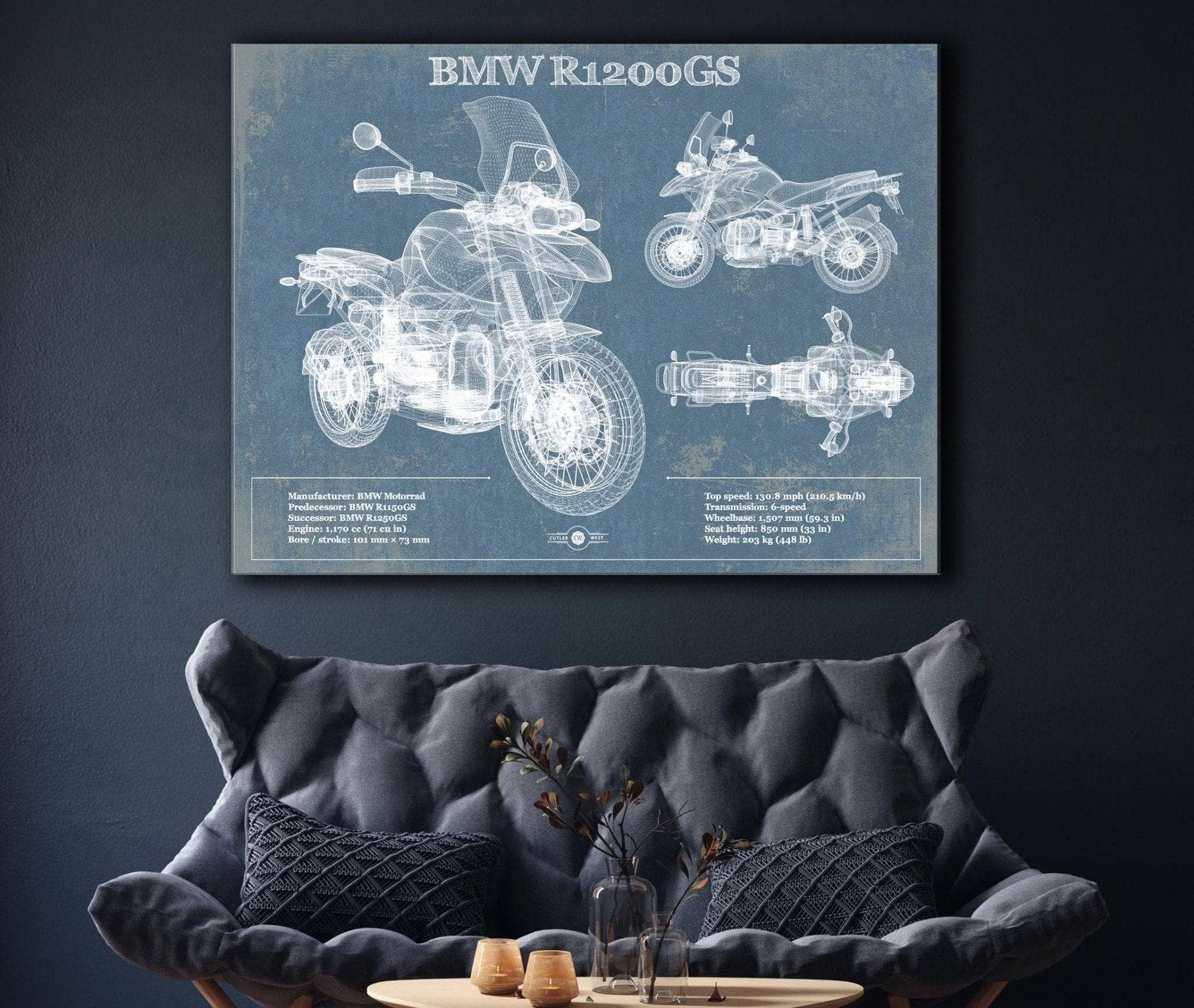 Cutler West BMW R1200GS Blueprint Motorcycle Patent Print