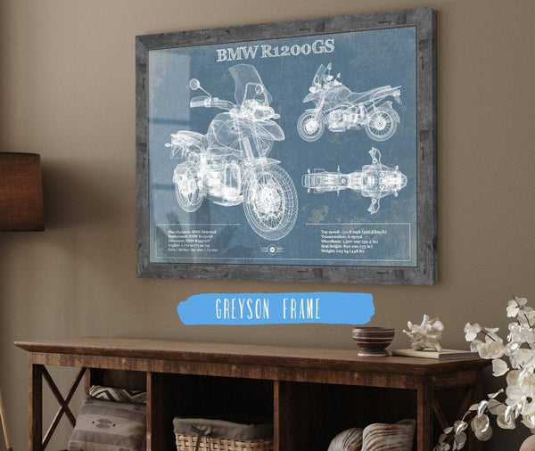 14" x 11" / Greyson Frame Cutler West BMW R1200GS Blueprint Motorcycle Patent Print