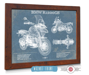 24" x 18" / Walnut Frame Cutler West BMW R1200GS Blueprint Motorcycle Patent Print