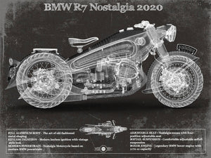 14" x 11" / Unframed Cutler West BMW R7 Nostalgia 2020 Blueprint Motorcycle Patent Print