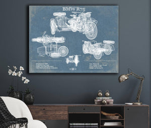Cutler West BMW R75 Blueprint Motorcycle Patent Print