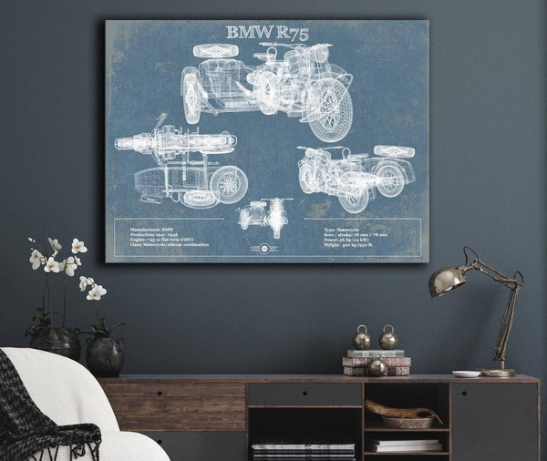 Cutler West BMW R75 Blueprint Motorcycle Patent Print