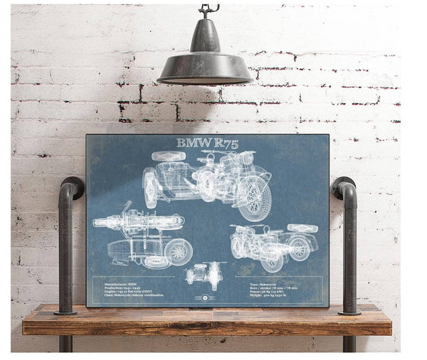 Cutler West BMW R75 Blueprint Motorcycle Patent Print