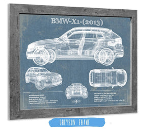 14" x 11" / Greyson Frame Cutler West BMW X1 (2013) Vintage Blueprint Auto Print