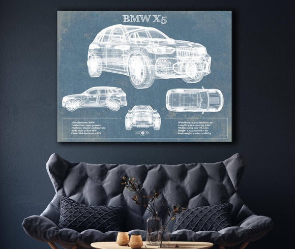 Cutler West BMW X5 Vintage Blueprint Auto Print