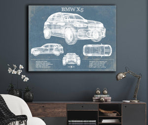 Cutler West BMW X5 Vintage Blueprint Auto Print