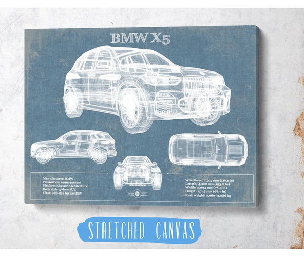 Cutler West BMW X5 Vintage Blueprint Auto Print