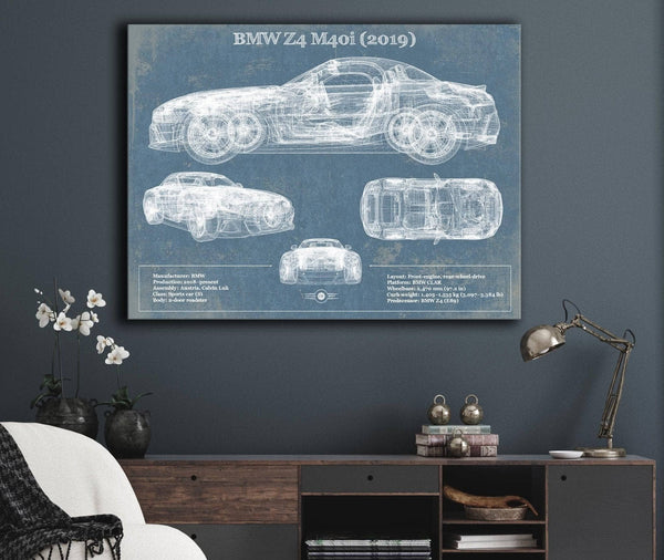 Cutler West BMW Z4 M40i (2019) Vintage Blueprint Auto Print