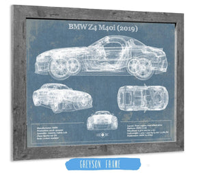 14" x 11" / Greyson Frame Cutler West BMW Z4 M40i (2019) Vintage Blueprint Auto Print