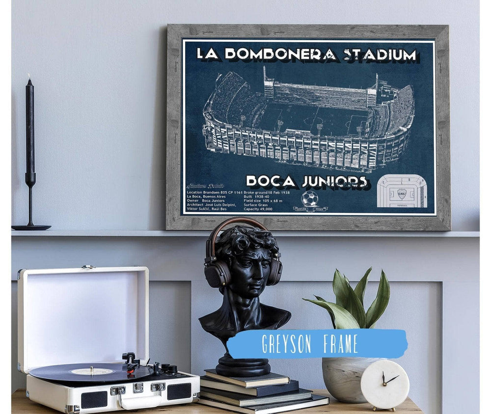 14" x 11" / Stretched Canvas Wrap Cutler West Boca Juniors F.C La Bombonera Stadium Soccer Print 2